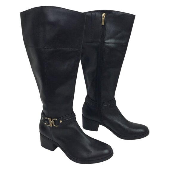 Gorgeous Bandolino Dulla Horsebit Womens 7M Leather Knee High Riding Boots Black - Picture 13 of 13